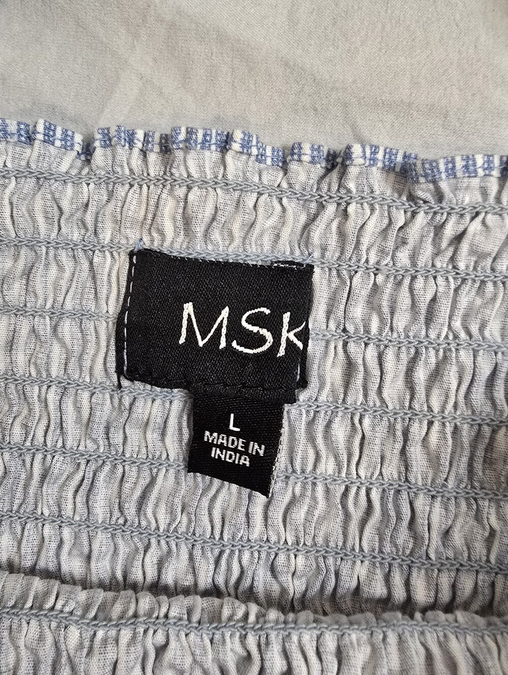 MSK  Dress Womens Large Blue  Long Cotton Tiered Summer Smocked Maxi - Picture 11 of 11